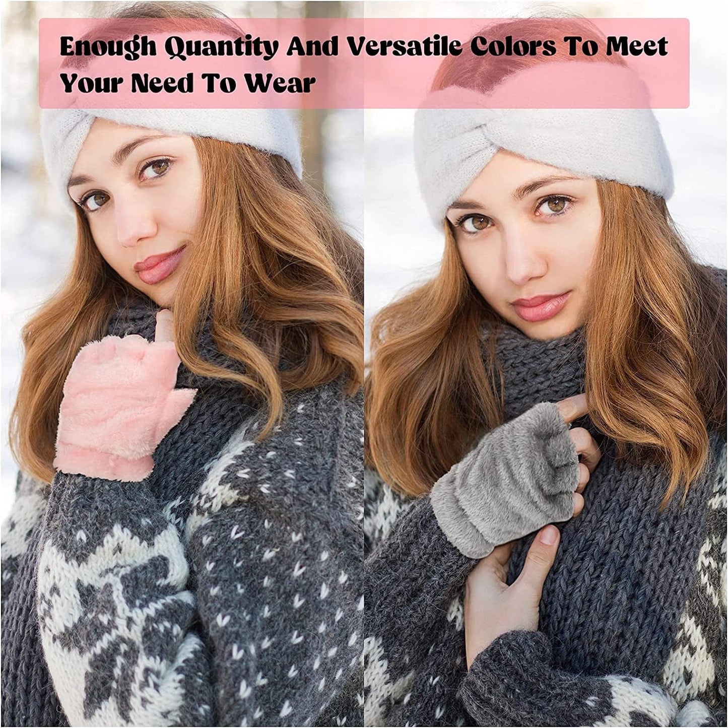 3 Pairs Cat Paw Gloves Fingerless Fuzzy Plush Gloves for Women Girls Apparel & Accessories > Clothing Accessories > Gloves & Mittens SATINIOR