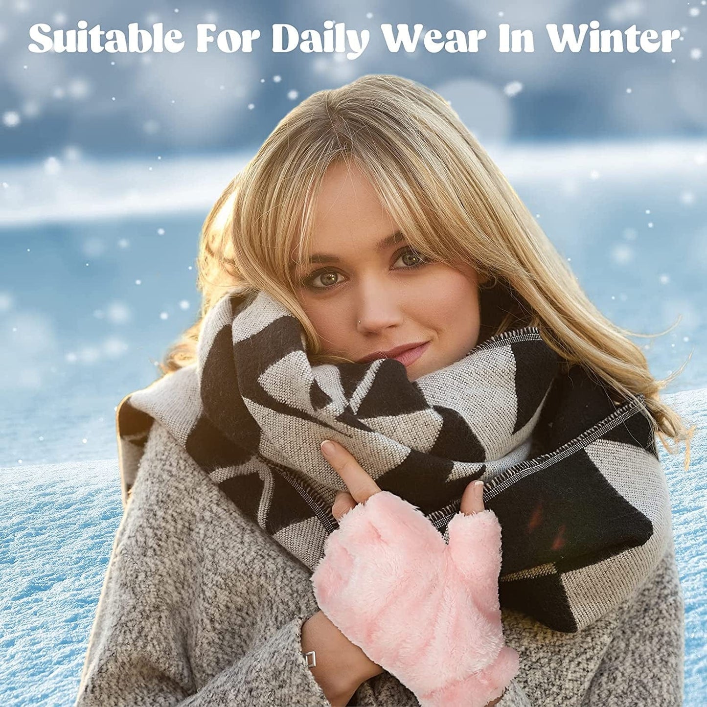 3 Pairs Cat Paw Gloves Fingerless Fuzzy Plush Gloves for Women Girls Apparel & Accessories > Clothing Accessories > Gloves & Mittens SATINIOR