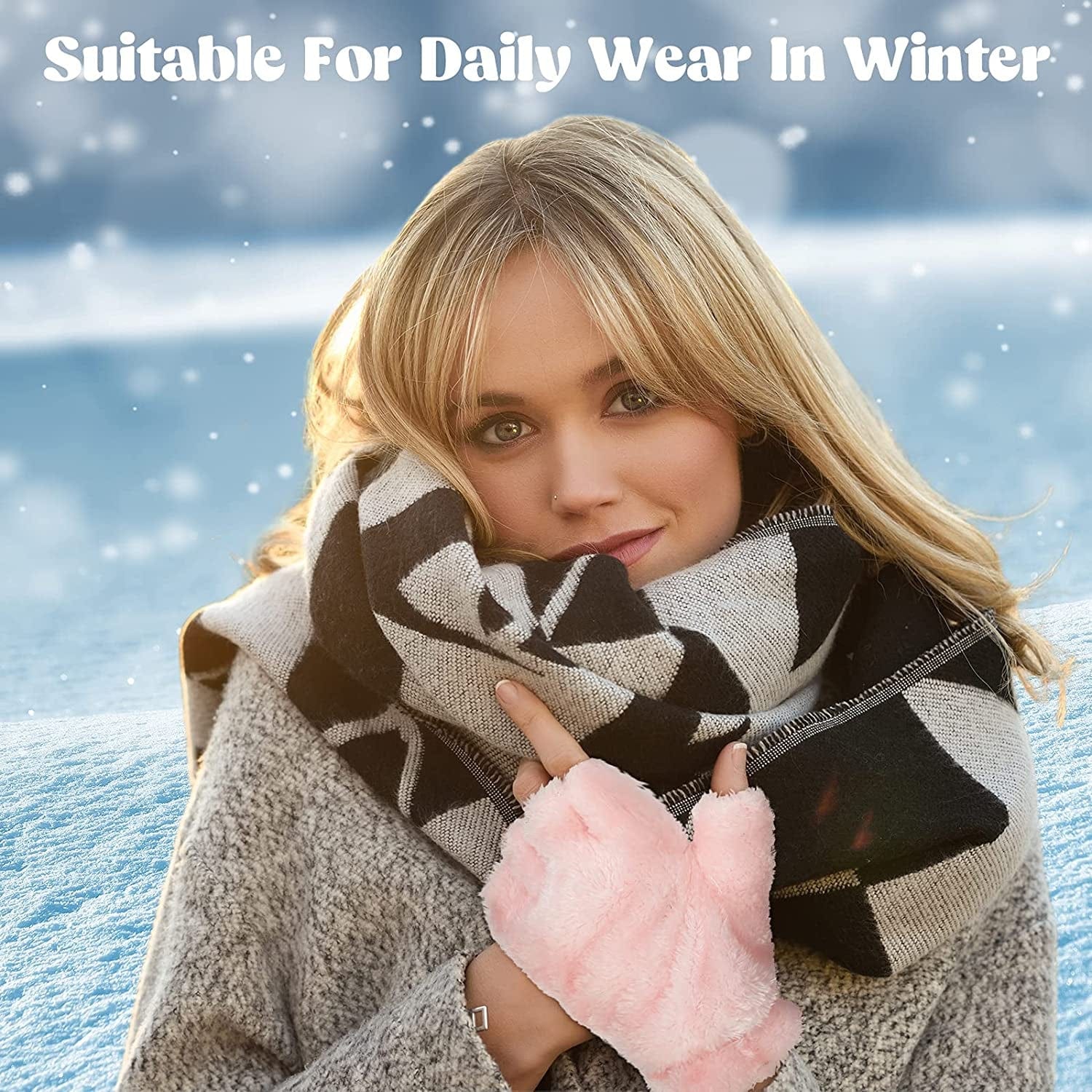 3 Pairs Cat Paw Gloves Fingerless Fuzzy Plush Gloves for Women Girls Apparel & Accessories > Clothing Accessories > Gloves & Mittens SATINIOR