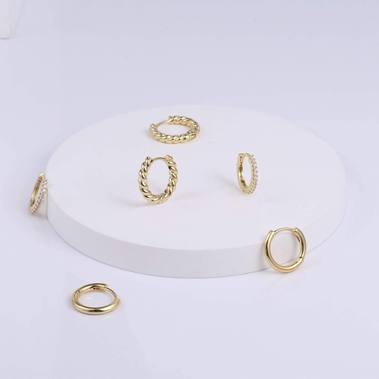 3 Pairs Small Huggie Hoop Earrings Set 14K Gold Hypoallergenic Lightweight Huggie Hoops Earrings for Women Girls