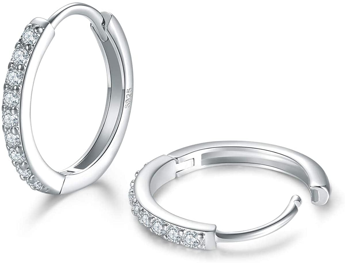 3 Pairs Sterling Silver Small Hoop Earrings Tiny Cartilage Earring Cubic Zirconia Cuff Huggie Earrings Mini Hoops Earrings Piercing for Women Girls Apparel & Accessories > Jewelry > Earrings Dlihc