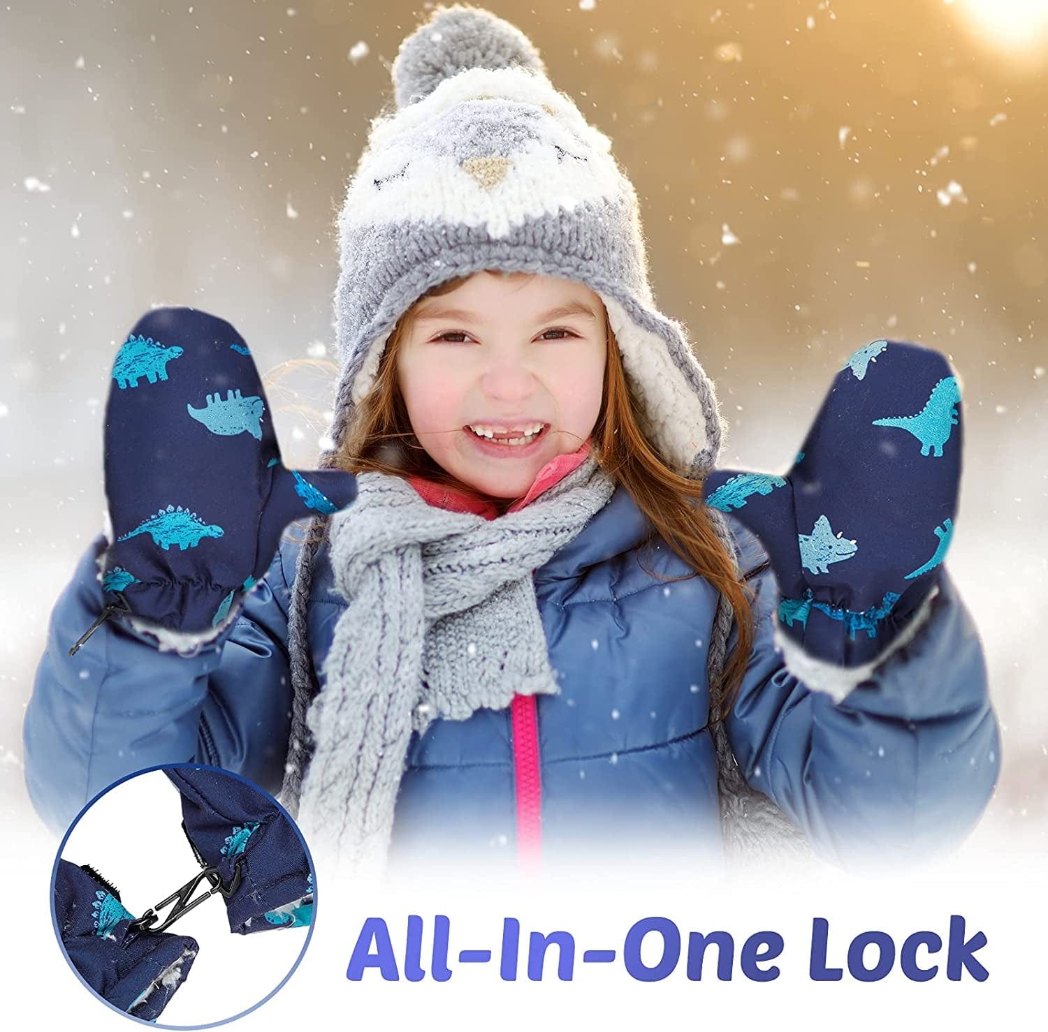 3 Pairs Toddler Waterproof Gloves Mittens Lined with Fleece for Winter Skiing with 2-4 Years Old Apparel & Accessories > Clothing Accessories > Gloves & Mittens SATINIOR