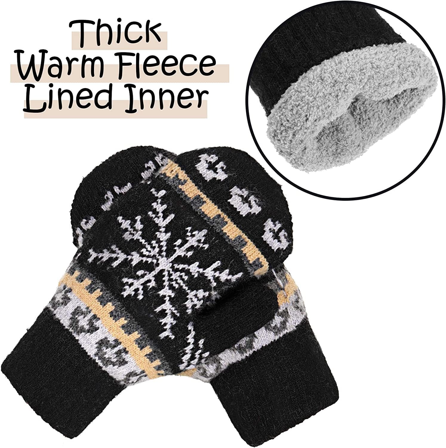3 Pairs Warm Women Knit Mittens Women Snowflake Knit Mittens Winter Warm Mittens Gloves for Indoor Outdoor Activities Apparel & Accessories > Clothing Accessories > Gloves & Mittens SATINIOR