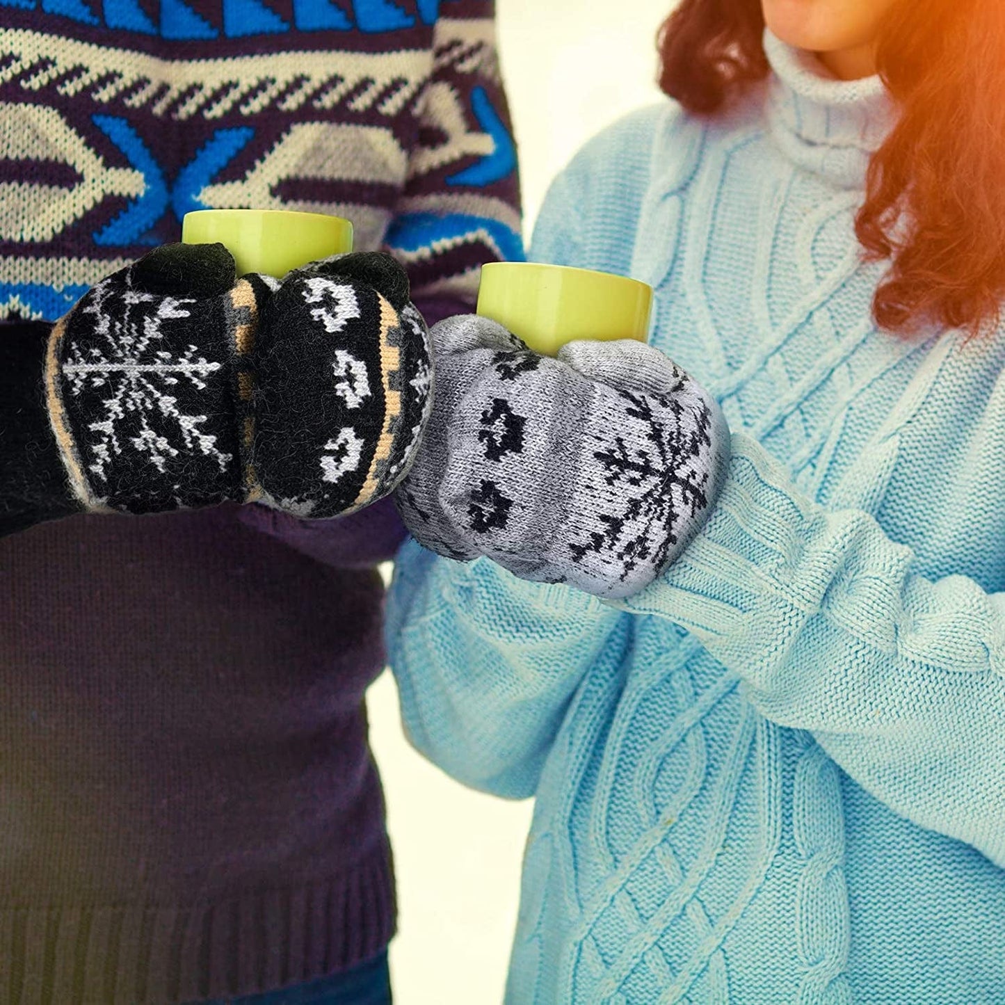 3 Pairs Warm Women Knit Mittens Women Snowflake Knit Mittens Winter Warm Mittens Gloves for Indoor Outdoor Activities Apparel & Accessories > Clothing Accessories > Gloves & Mittens SATINIOR