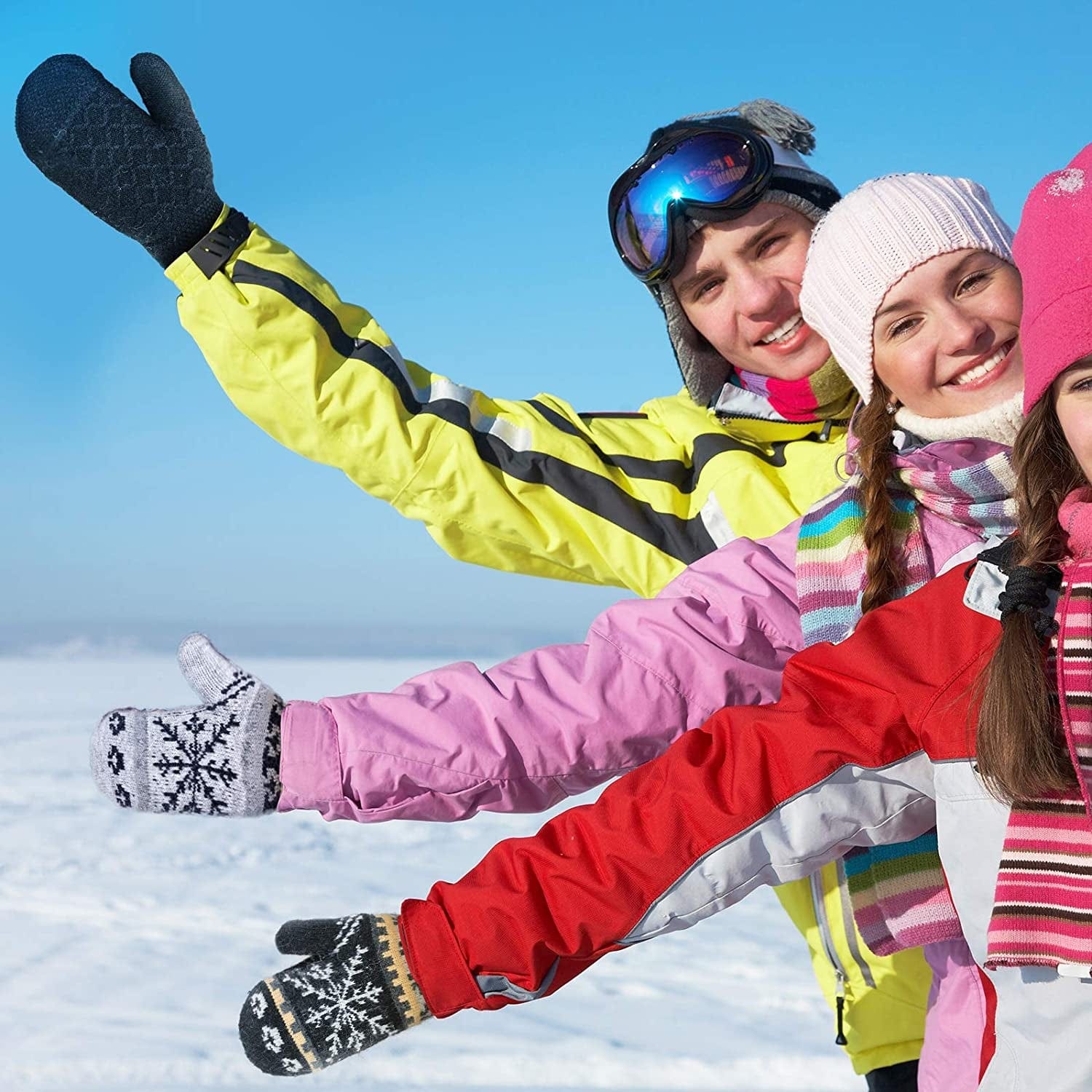 3 Pairs Warm Women Knit Mittens Women Snowflake Knit Mittens Winter Warm Mittens Gloves for Indoor Outdoor Activities Apparel & Accessories > Clothing Accessories > Gloves & Mittens SATINIOR