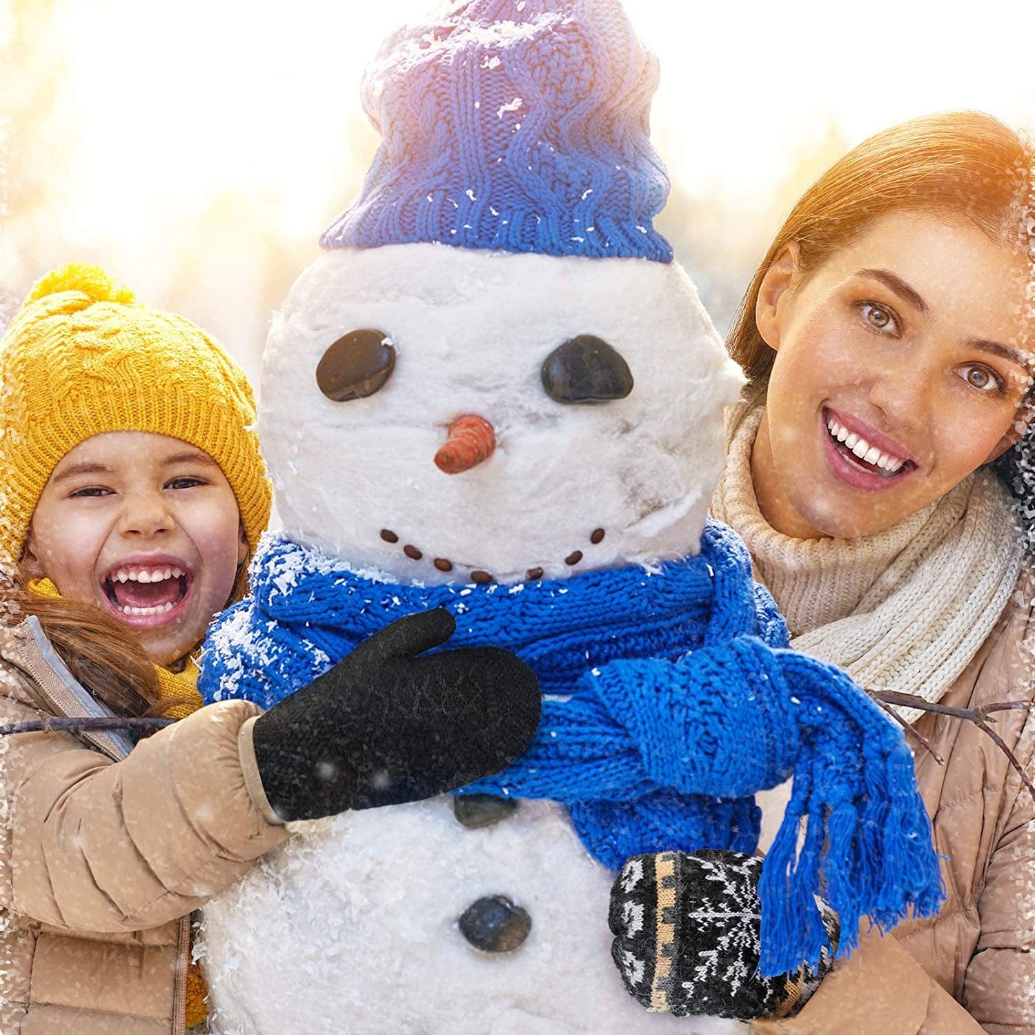 3 Pairs Warm Women Knit Mittens Women Snowflake Knit Mittens Winter Warm Mittens Gloves for Indoor Outdoor Activities Apparel & Accessories > Clothing Accessories > Gloves & Mittens SATINIOR