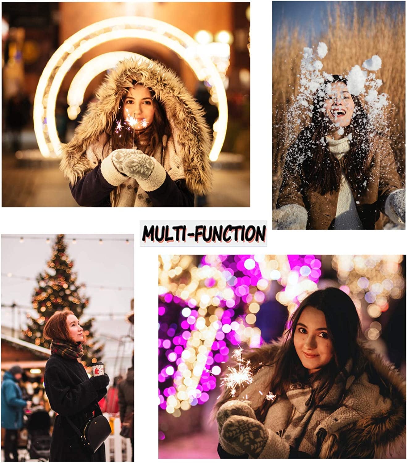 3 Pairs Winter Mitten Gloves for Women, Warm Knit Thick Gloves with Thick Fleece Lining Gift Apparel & Accessories > Clothing Accessories > Gloves & Mittens happion