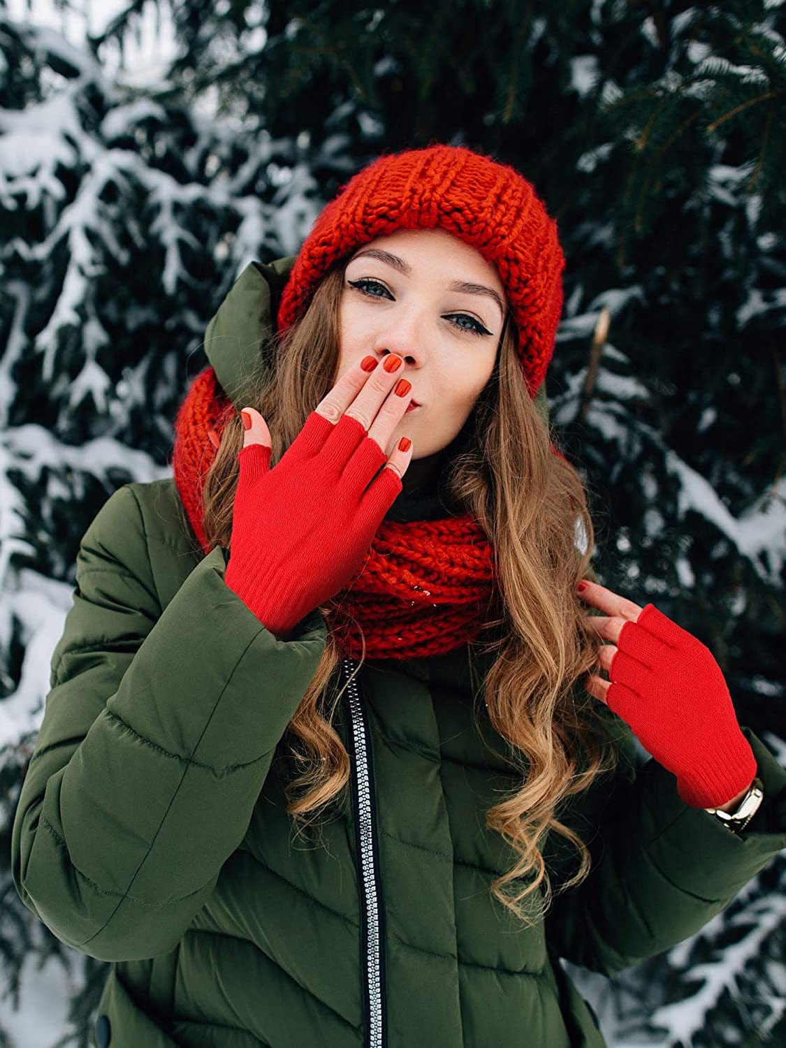 3 Pairs Women Fingerless Gloves Winter Half Finger Knit Gloves for Women Men Apparel & Accessories > Clothing Accessories > Gloves & Mittens SATINIOR