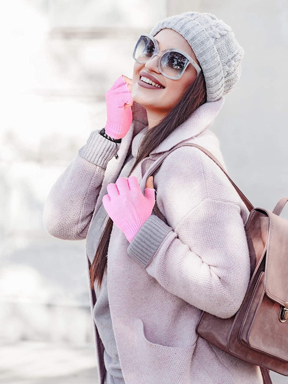 3 Pairs Women Fingerless Gloves Winter Half Finger Knit Gloves for Women Men Apparel & Accessories > Clothing Accessories > Gloves & Mittens SATINIOR