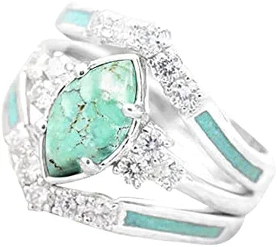 3 Piece Set Silver Natural Gemstone Diamond Ring Simple Fashion Jewelry Popular Accessories with a Congratulations Card