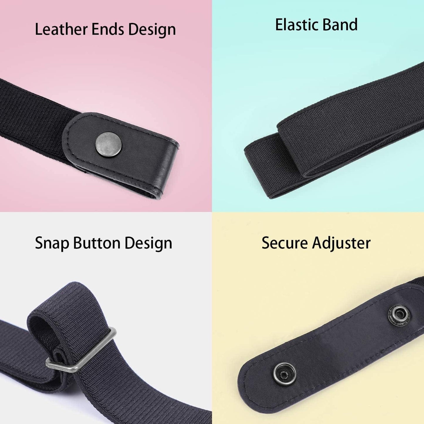 3 Pieces 4 Pieces Buckle Free Adjustable Women Belt, WHIPPY No Buckle Invisible Elastic Belt for Jeans Pants Apparel & Accessories > Clothing Accessories > Belts WHIPPY