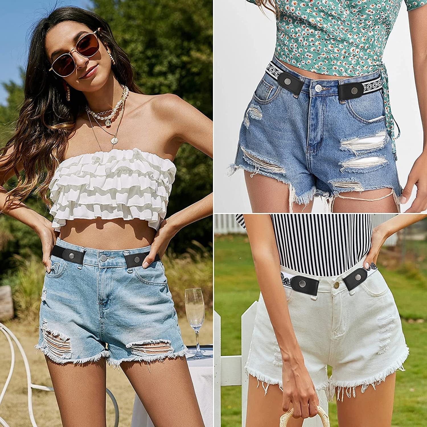 3 Pieces 4 Pieces Buckle Free Adjustable Women Belt, WHIPPY No Buckle Invisible Elastic Belt for Jeans Pants Apparel & Accessories > Clothing Accessories > Belts WHIPPY