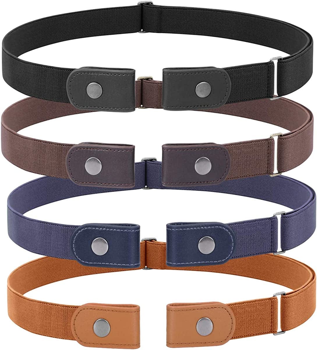 3 Pieces 4 Pieces Buckle Free Adjustable Women Belt, WHIPPY No Buckle Invisible Elastic Belt for Jeans Pants Apparel & Accessories > Clothing Accessories > Belts WHIPPY 1-black/Coffee/Blue/Brown S: Fit Pants Size 22"-36"