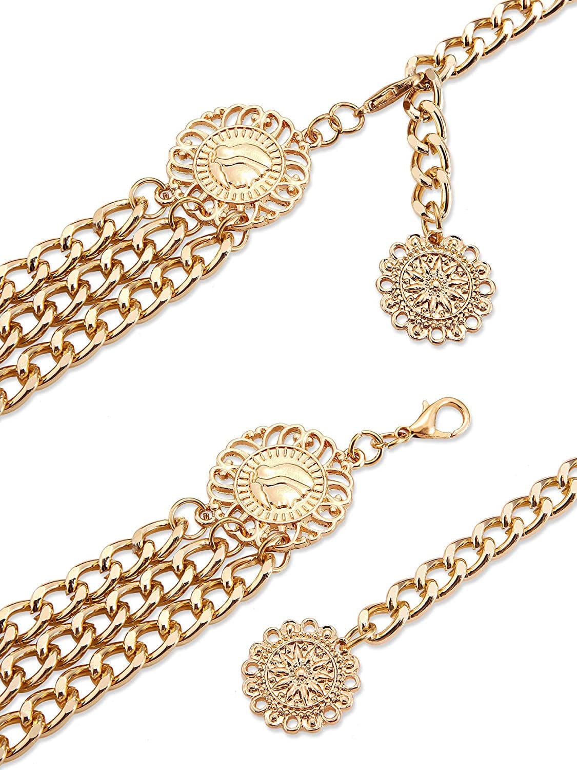 3 Pieces Belly Waist Chain Multi Layer Metal Waist Chain Body Summer Beach Chain for Women and Girls Apparel & Accessories > Jewelry > Body Jewelry Hicarer