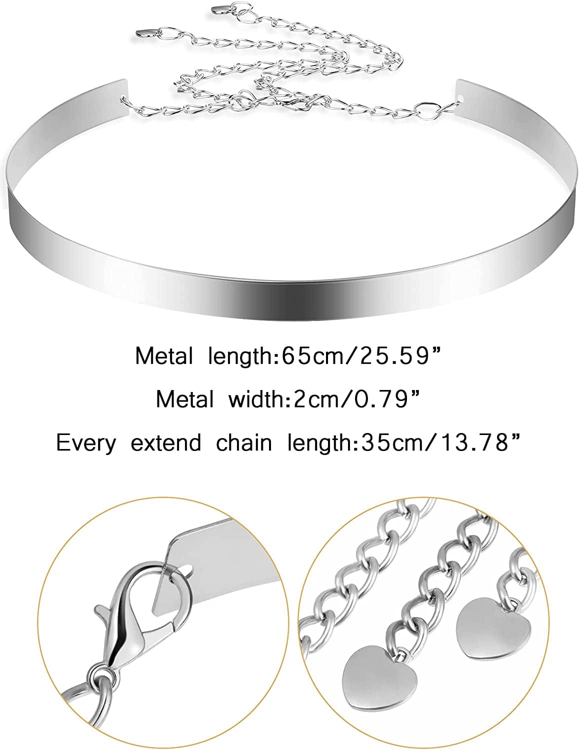 3 Pieces Belts for Women, Metal Waist Belt Shiny Adjustable Mirror Waist Belt Apparel & Accessories > Clothing Accessories > Belts SATINIOR