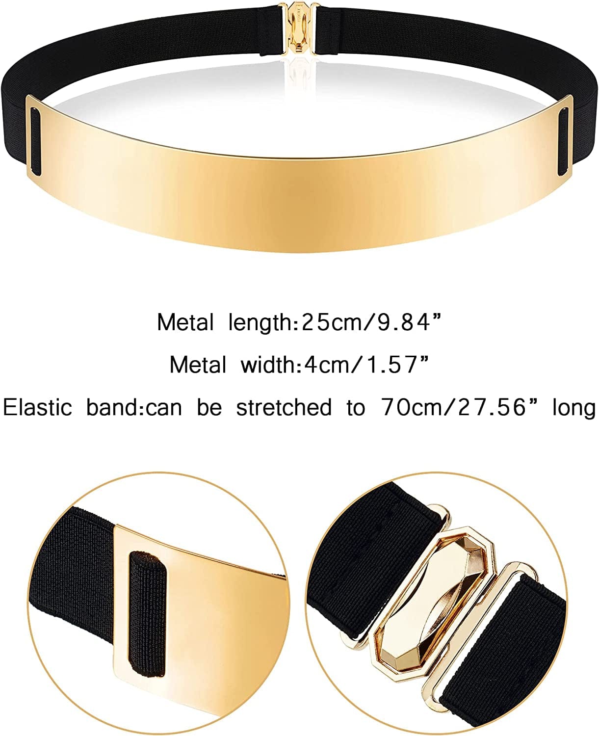 3 Pieces Belts for Women, Metal Waist Belt Shiny Adjustable Mirror Waist Belt Apparel & Accessories > Clothing Accessories > Belts SATINIOR
