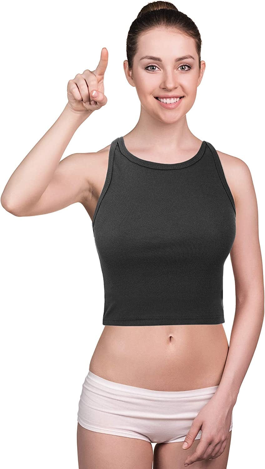 3 Pieces Crop Tops Racerback Crop for Women Crop Tank Workout Tops Cotton Basic Sports Crop for Lady Girls