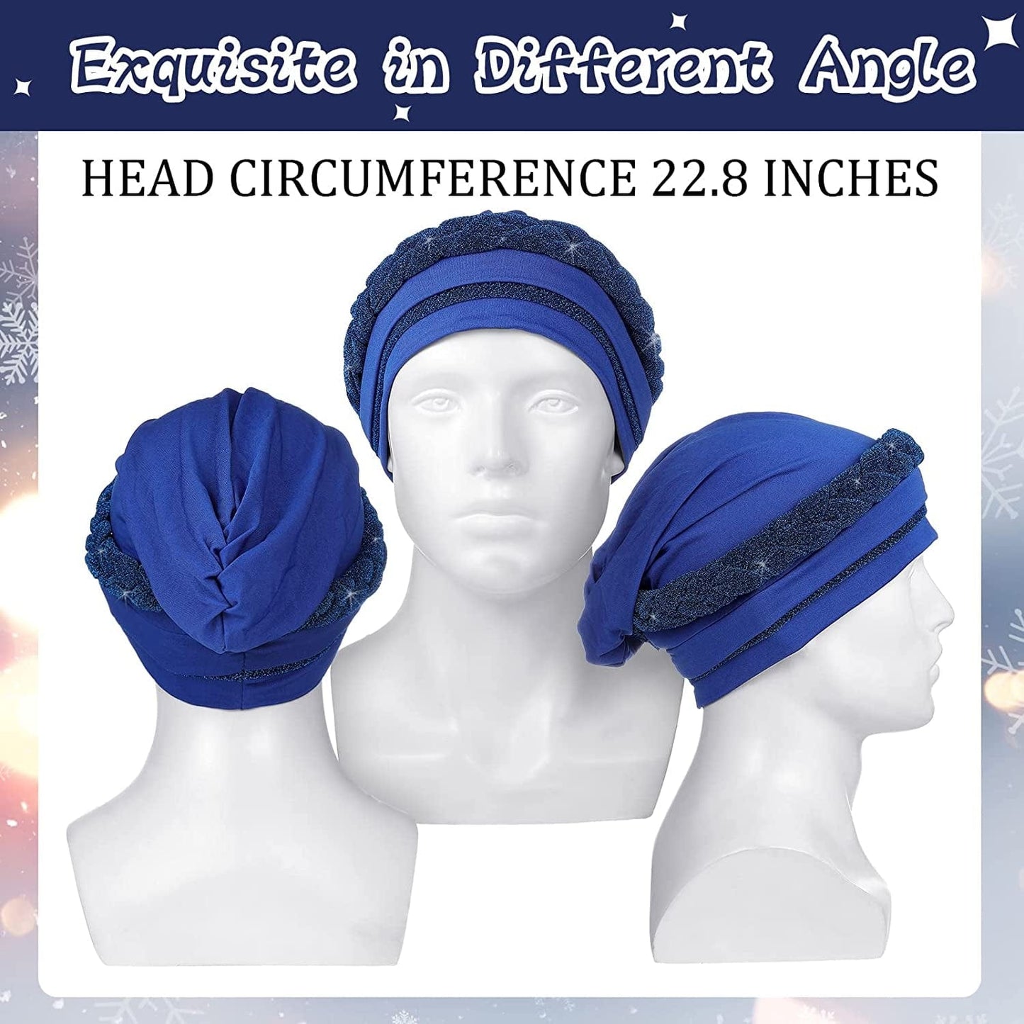 3 Pieces Head Wrap Turban Headwear Pre-Tied Twisted Braid Hair Cover Headwrap Hats for Women Girls Apparel & Accessories > Clothing Accessories > Headwear Sintege