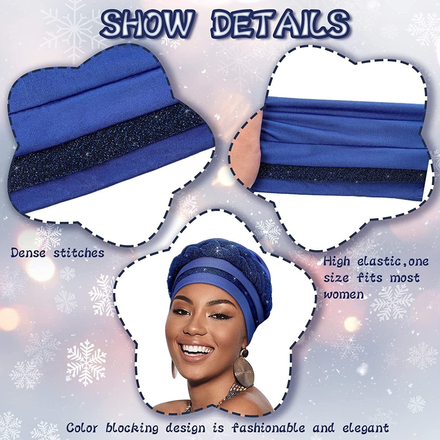 3 Pieces Head Wrap Turban Headwear Pre-Tied Twisted Braid Hair Cover Headwrap Hats for Women Girls Apparel & Accessories > Clothing Accessories > Headwear Sintege