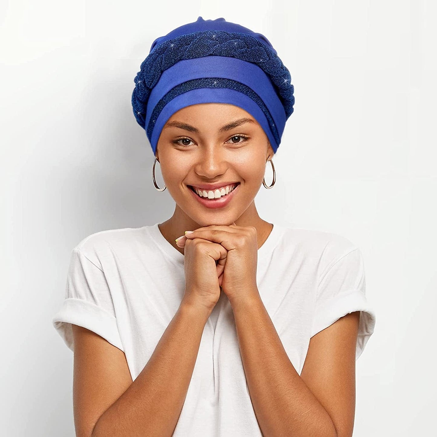 3 Pieces Head Wrap Turban Headwear Pre-Tied Twisted Braid Hair Cover Headwrap Hats for Women Girls Apparel & Accessories > Clothing Accessories > Headwear Sintege