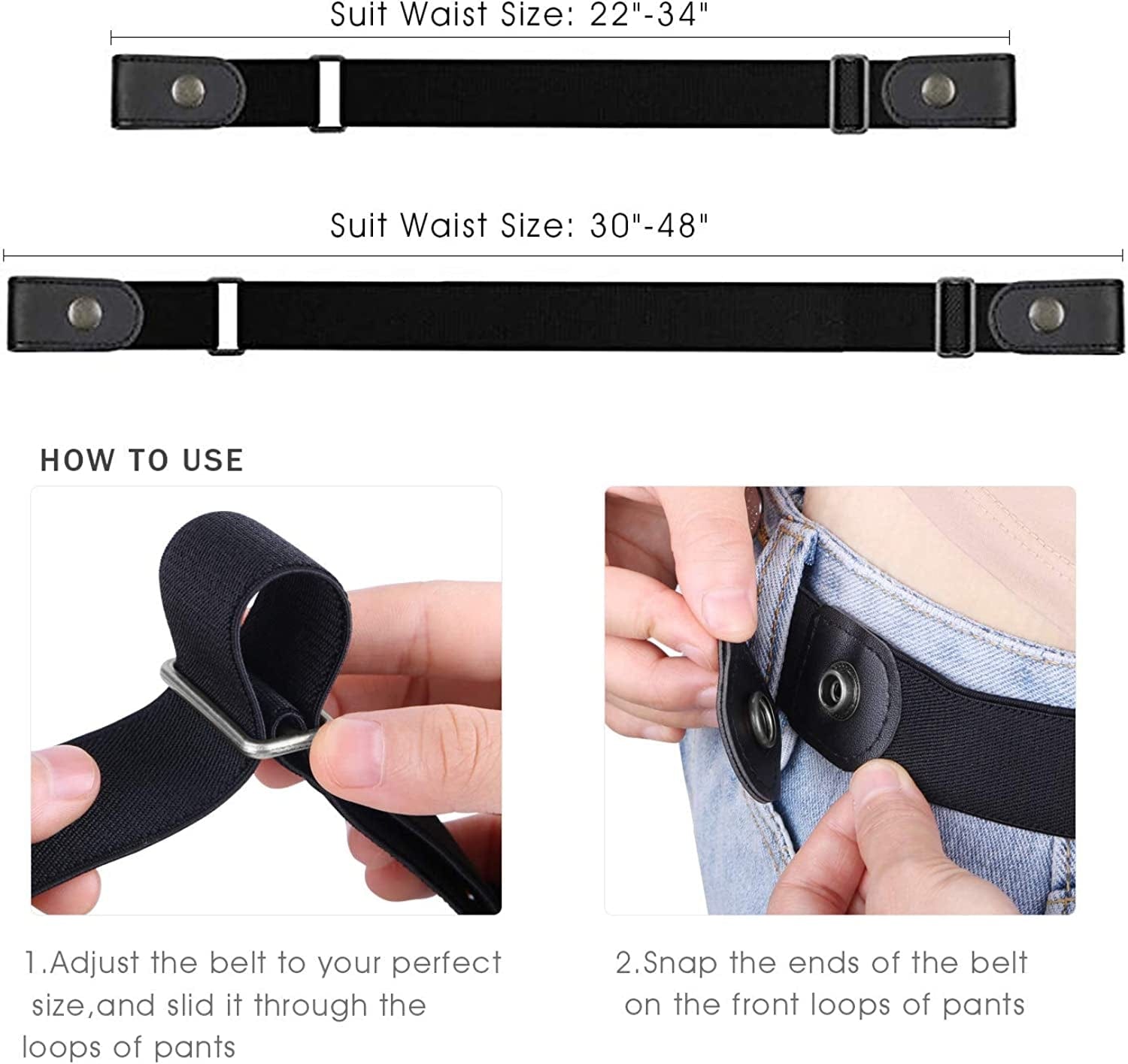 3 Pieces No Buckle Belts SUOSDEY Women Belt, Buckle Free Invisible Elastic Belt for Jeans Pants Apparel & Accessories > Clothing Accessories > Belts SUOSDEY