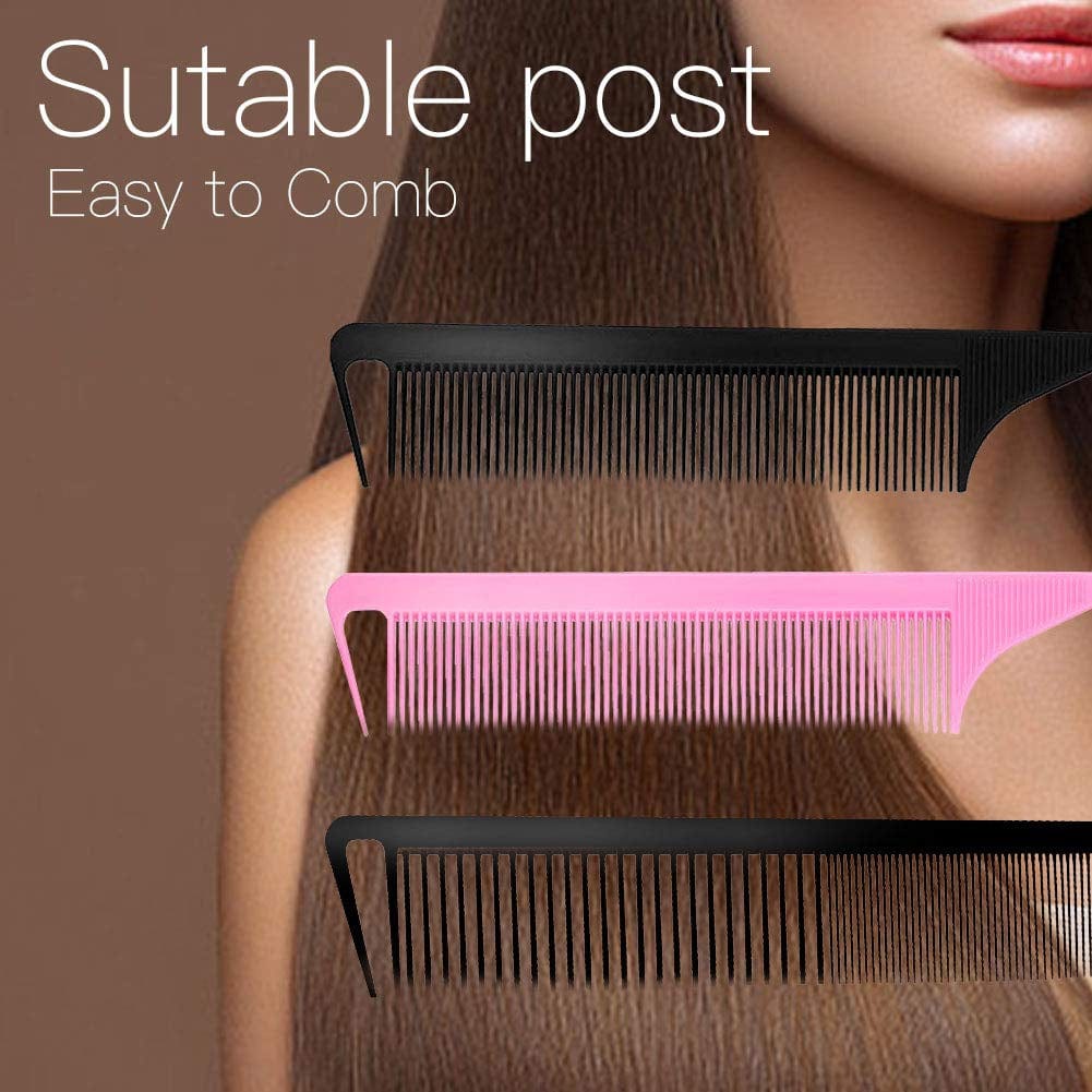 3 Pieces Rat Tail Comb Carbon Fiber Teasing Combs Parting Braids Comb Stainless Steel Pintail Comb Barber Styling Combs for Women Men Fine Teeth Salon Hairdressing Hair Care Tools Health & Beauty > Personal Care > Hair Care CROCOSTAR