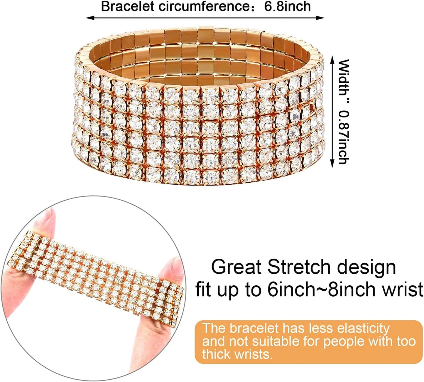 3 Pieces Women Rhinestone Jewelry Set Rhinestone Tassel Choker Necklace Fringe Bracelet Crystal Dangling Earring for Wedding Bridal Party