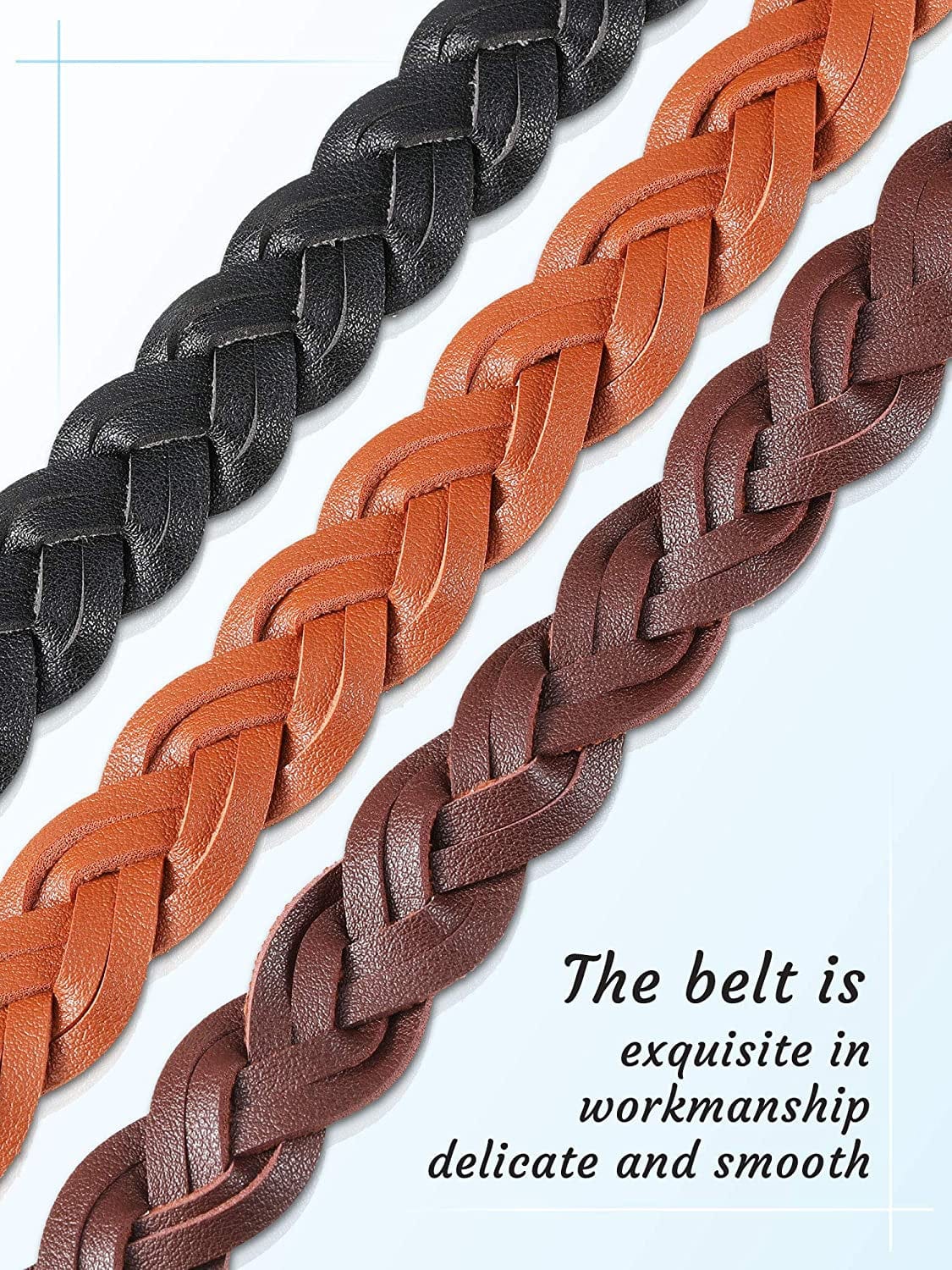 3 Pieces Women'S Braided Leather Belt Skinny Woven Braided Belt O-Ring Buckle Leather Belt for Dress, Jean, Skirt, Pant Apparel & Accessories > Clothing Accessories > Belts SATINIOR
