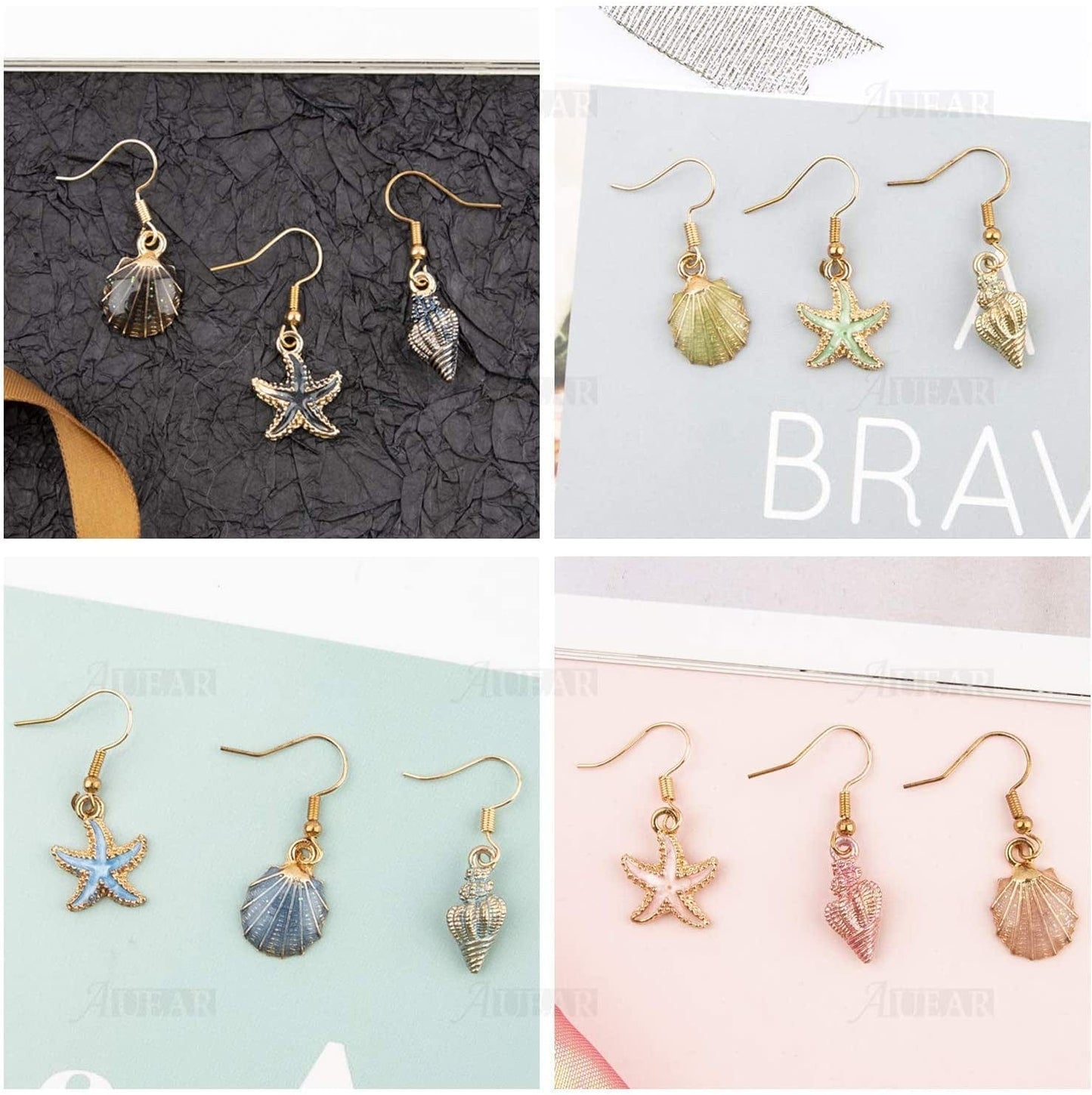 , 30 Pack Ocean Starfish Conch Seashell Enamel Charms Pendants for DIY Jewelry Making (Ocean Charms Style 1)