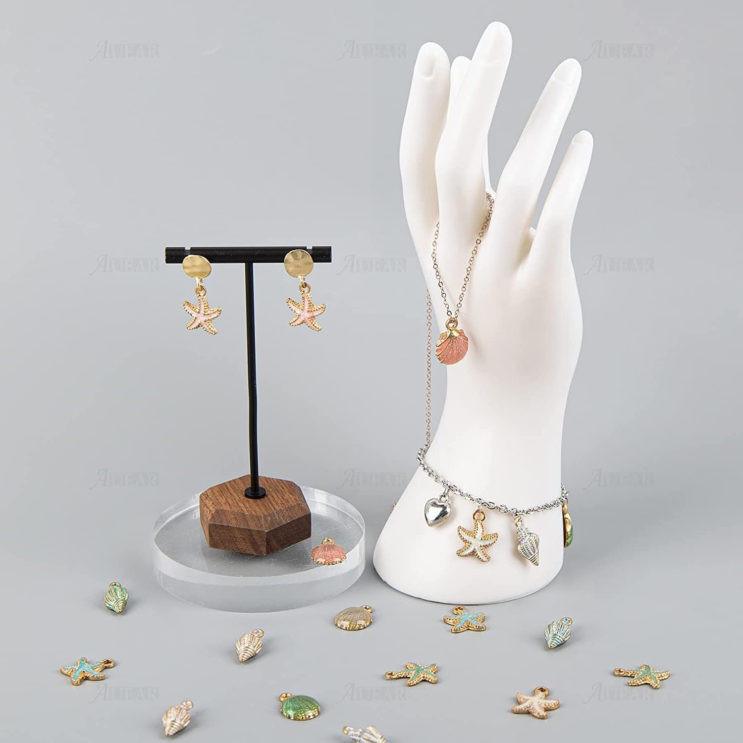 , 30 Pack Ocean Starfish Conch Seashell Enamel Charms Pendants for DIY Jewelry Making (Ocean Charms Style 1)