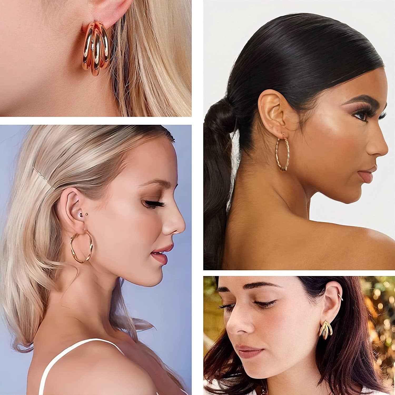 30 Pairs Gold Hoop Earrings Set for Women Girls, Fashion Chain Link Pearl Drop Earrings for Women Multipack Hypoallergenic Earrings for Birthday Party Jewelry Gift Apparel & Accessories > Jewelry > Earrings ShowAgain