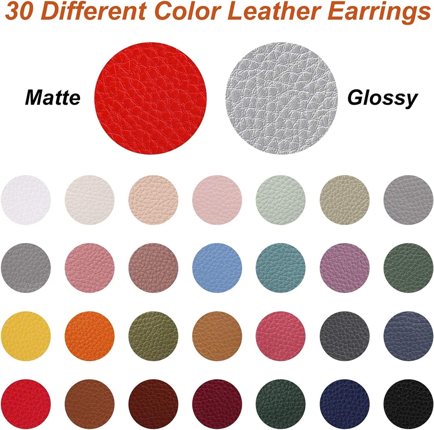 30 Pairs of Teardrop Double-Sided Leather Earrings with 30 Color for Women Girls Jewelry Fashion and Valentine Birthday Party Gift