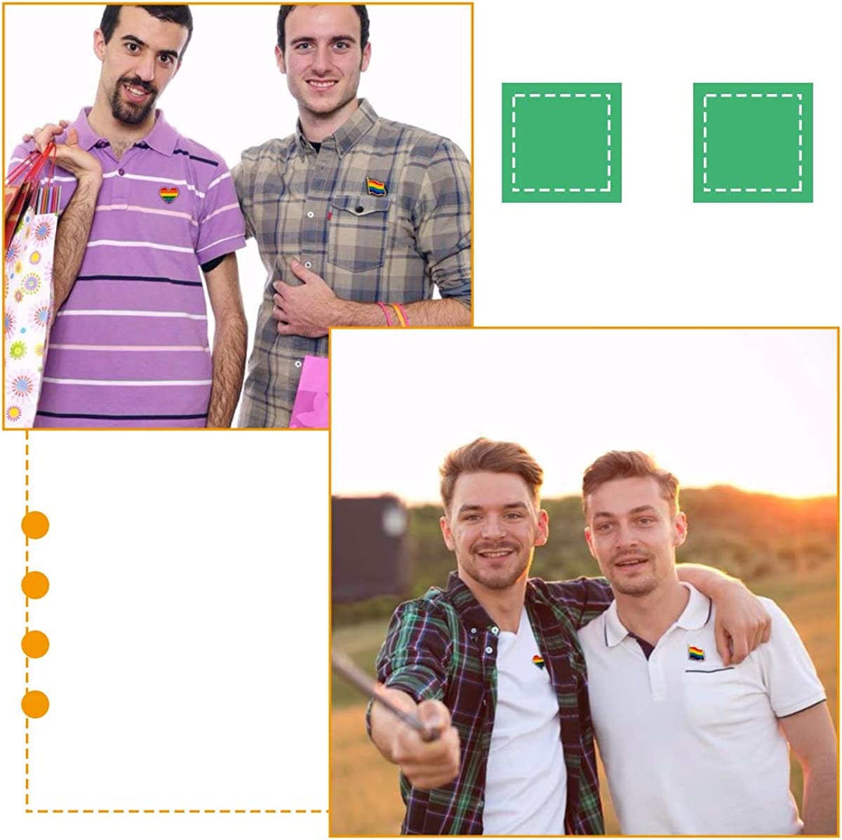 30 Pcs Gay Pride Rainbow Enamel Lapel Pin Set- 15Pcs Rainbow Gay Pride Flag LGBTQ Lapel Pin+ 15Pcs LGBTQ Gay Heart Flag Pride Pins Decoration for Men Women Clothes and Bags