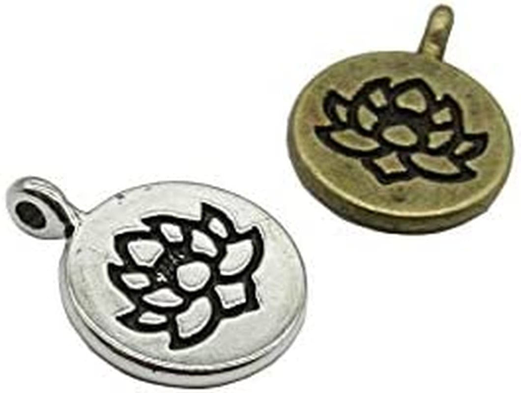 30 Pcs Lotus Flower Charms Yoga Charms Pendant for Jewelry Making Bracelet (Silver & Brone)