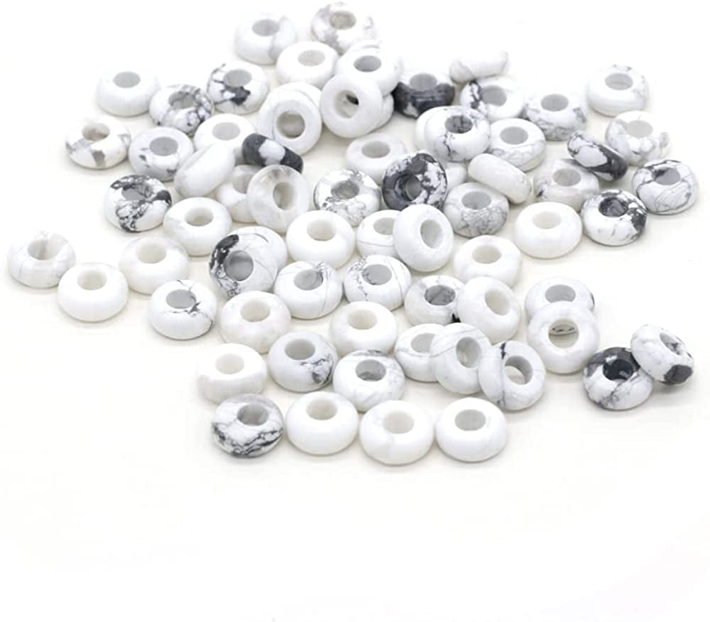 30 Pcs Natural Stone Bead Ring Mixed Stone Agate Crystal Turquoise Stone Charms for Jewelry Making Necklace Bracelet Earrings howlite