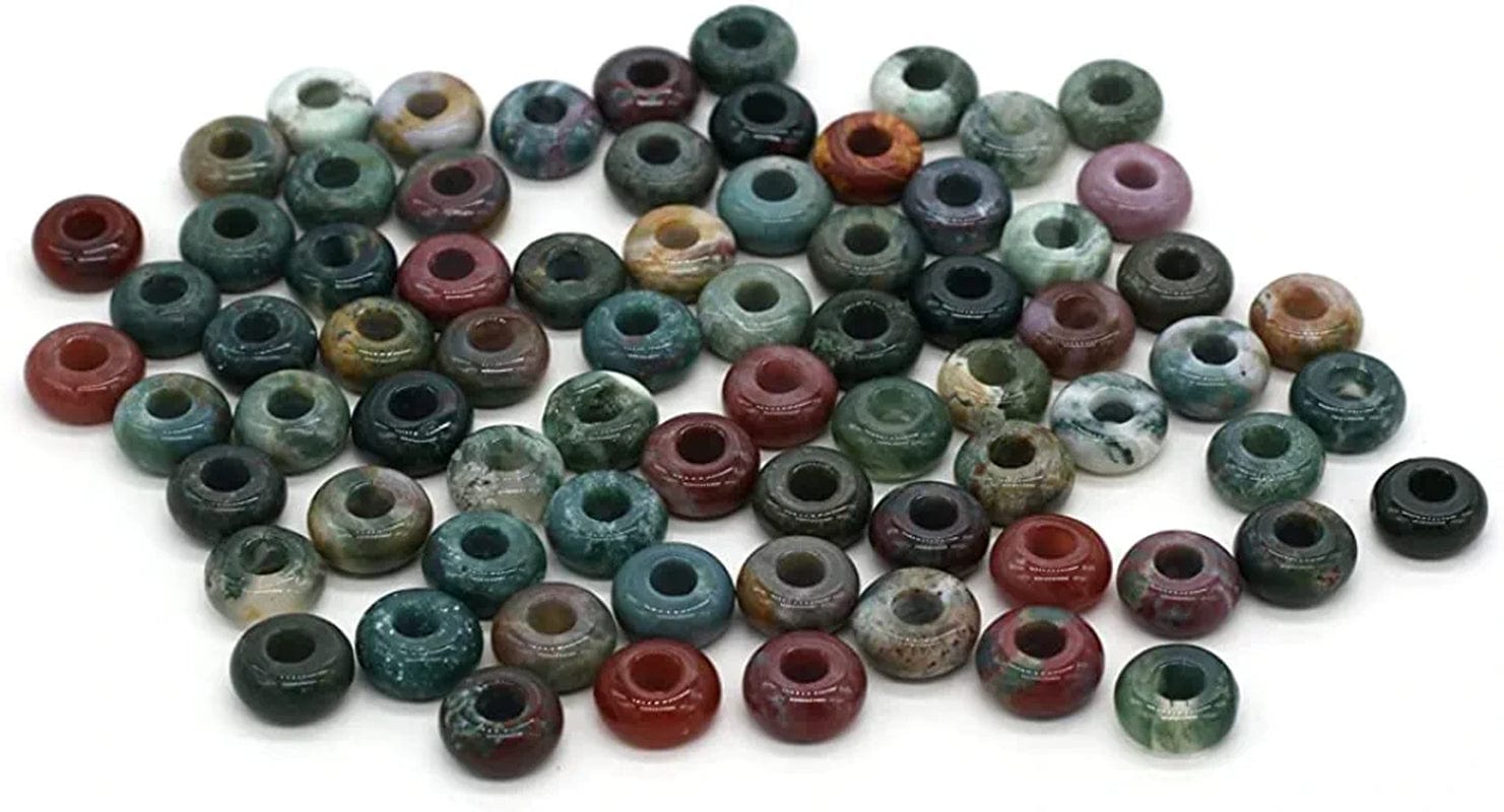 30 Pcs Natural Stone Bead Ring Mixed Stone Agate Crystal Turquoise Stone Charms for Jewelry Making Necklace Bracelet Earrings india agate