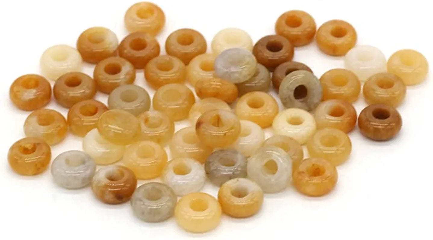 30 Pcs Natural Stone Bead Ring Mixed Stone Agate Crystal Turquoise Stone Charms for Jewelry Making Necklace Bracelet Earrings yellow jade