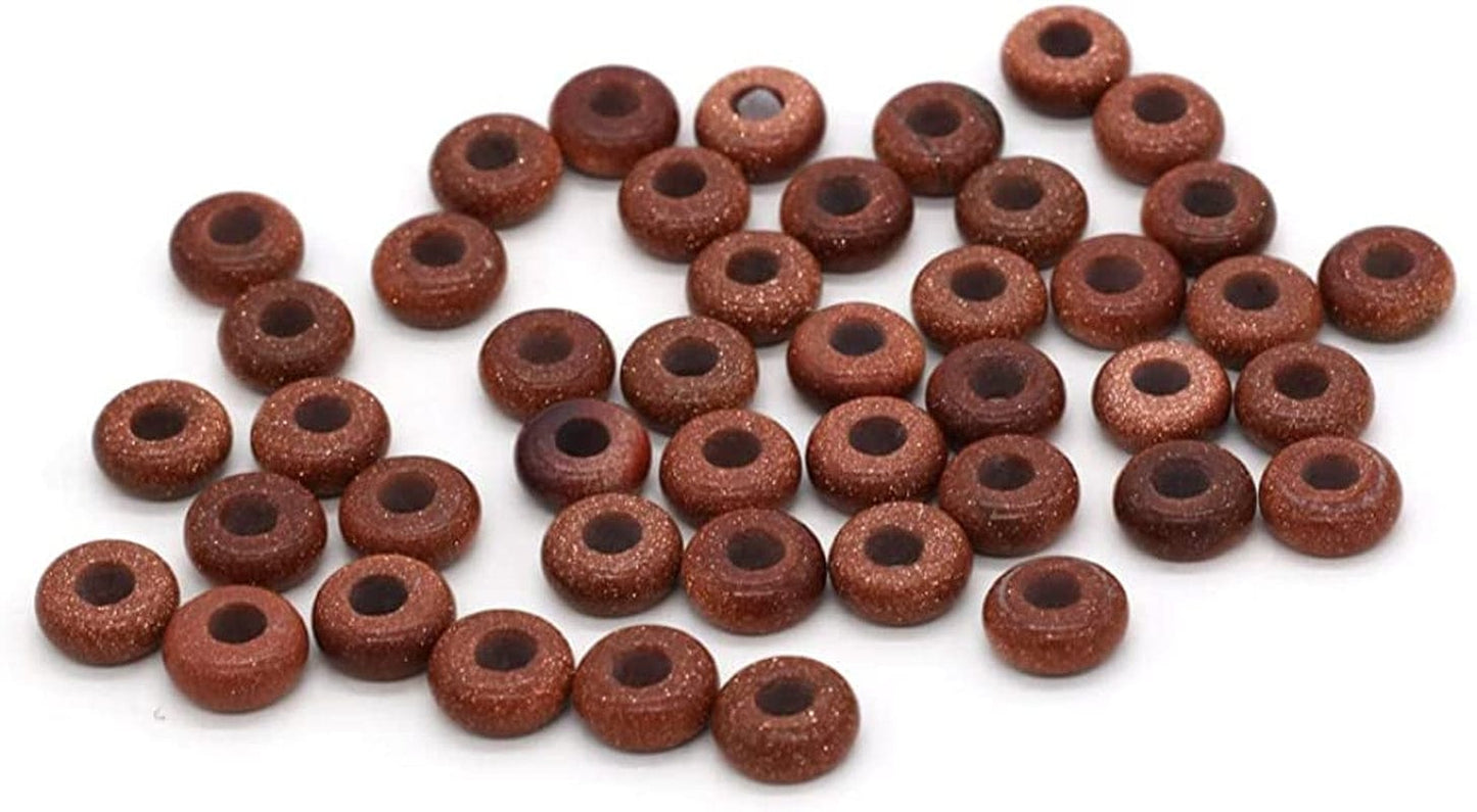 30 Pcs Natural Stone Bead Ring Mixed Stone Agate Crystal Turquoise Stone Charms for Jewelry Making Necklace Bracelet Earrings gold sand