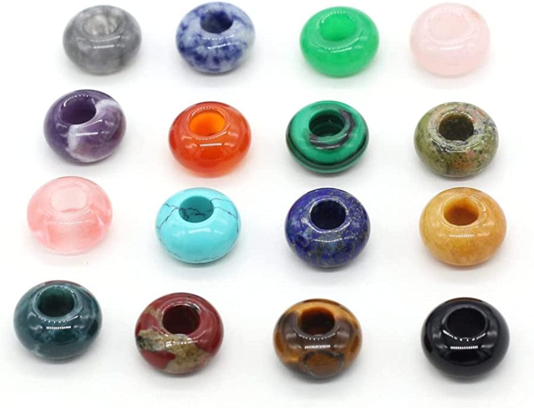 30 Pcs Natural Stone Bead Ring Mixed Stone Agate Crystal Turquoise Stone Charms for Jewelry Making Necklace Bracelet Earrings 10pcs