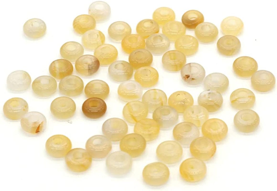 30 Pcs Natural Stone Bead Ring Mixed Stone Agate Crystal Turquoise Stone Charms for Jewelry Making Necklace Bracelet Earrings yellow agate