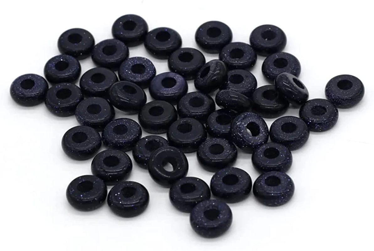 30 Pcs Natural Stone Bead Ring Mixed Stone Agate Crystal Turquoise Stone Charms for Jewelry Making Necklace Bracelet Earrings blue sand