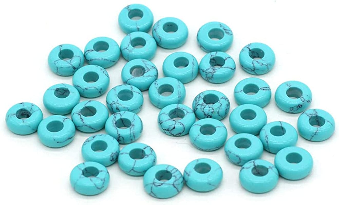30 Pcs Natural Stone Bead Ring Mixed Stone Agate Crystal Turquoise Stone Charms for Jewelry Making Necklace Bracelet Earrings blue turquoise