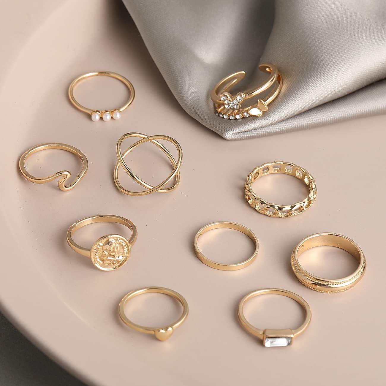 30 Pcs Vintage Gold Knuckle Rings Set, Boho Butterfly Snake Stackable Finger Rings for Women Girls, Silver Midi Rings Pack