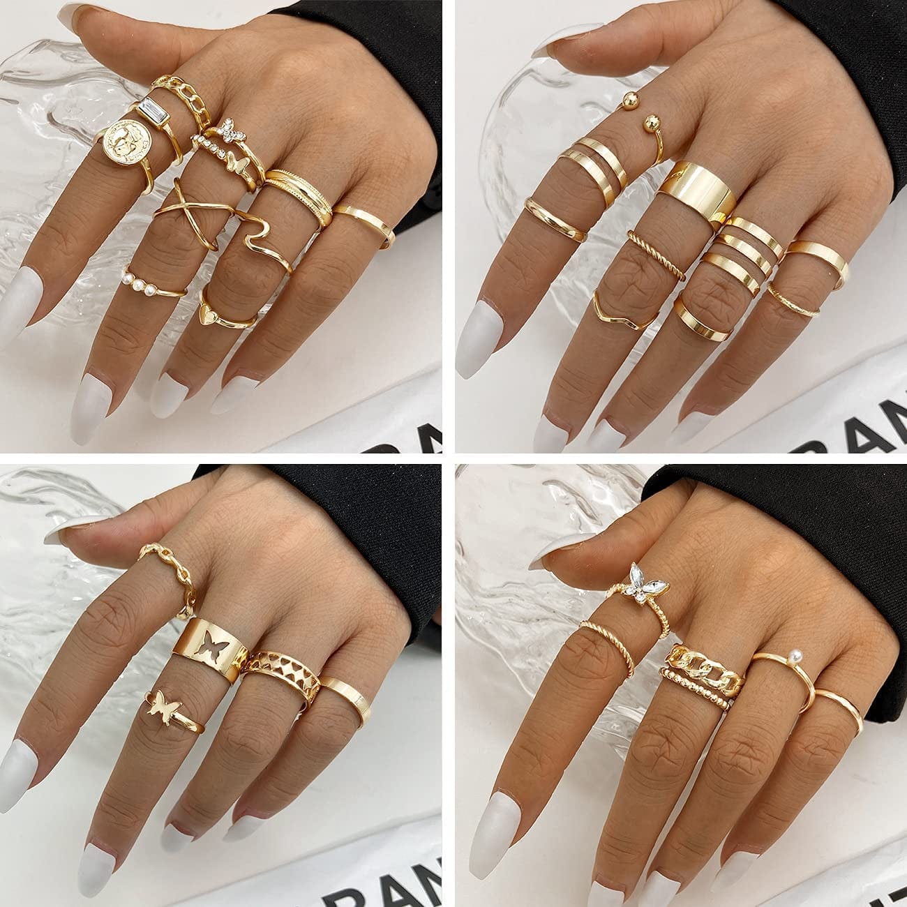30 Pcs Vintage Gold Knuckle Rings Set, Boho Butterfly Snake Stackable Finger Rings for Women Girls, Silver Midi Rings Pack