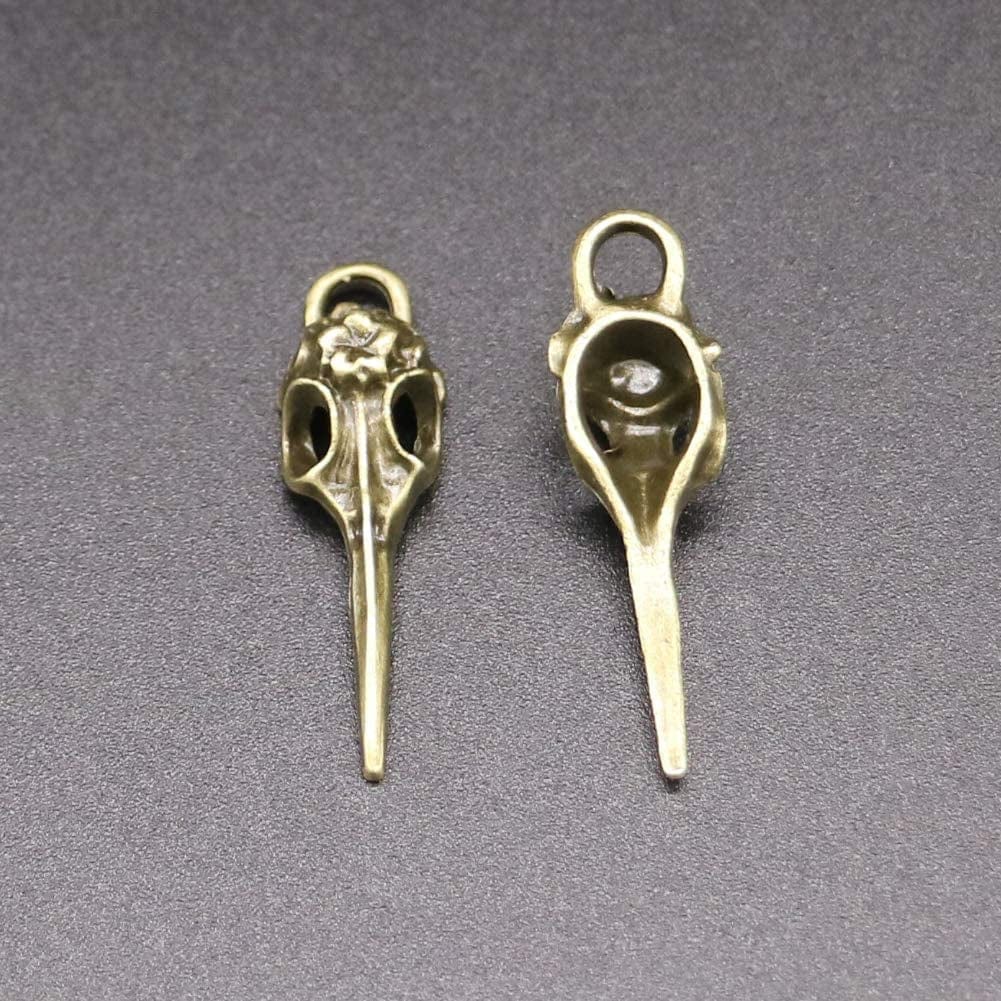 30 Pieces Antique Bronze Alloy Bird Skull Head Pendants Charms for Necklace Jewelry Making