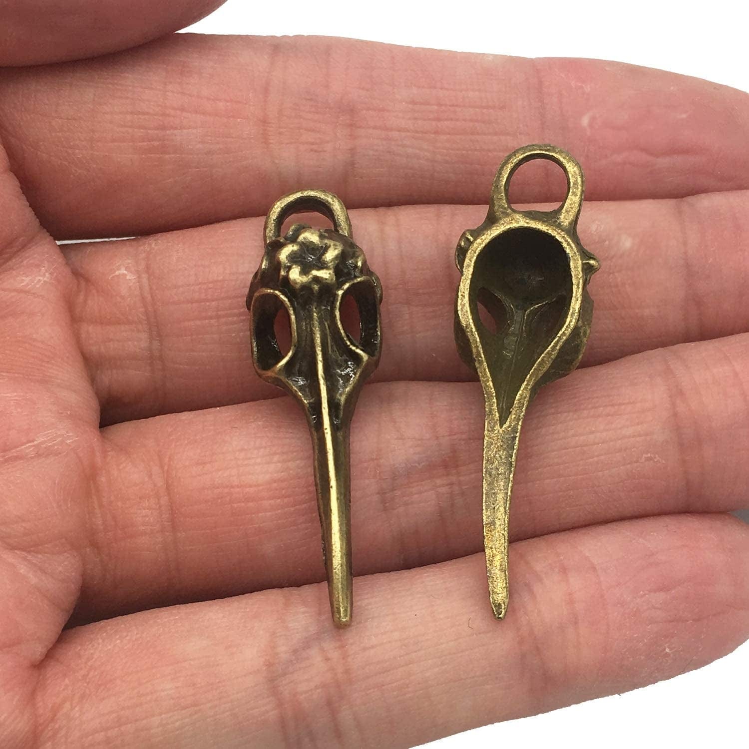 30 Pieces Antique Bronze Alloy Bird Skull Head Pendants Charms for Necklace Jewelry Making