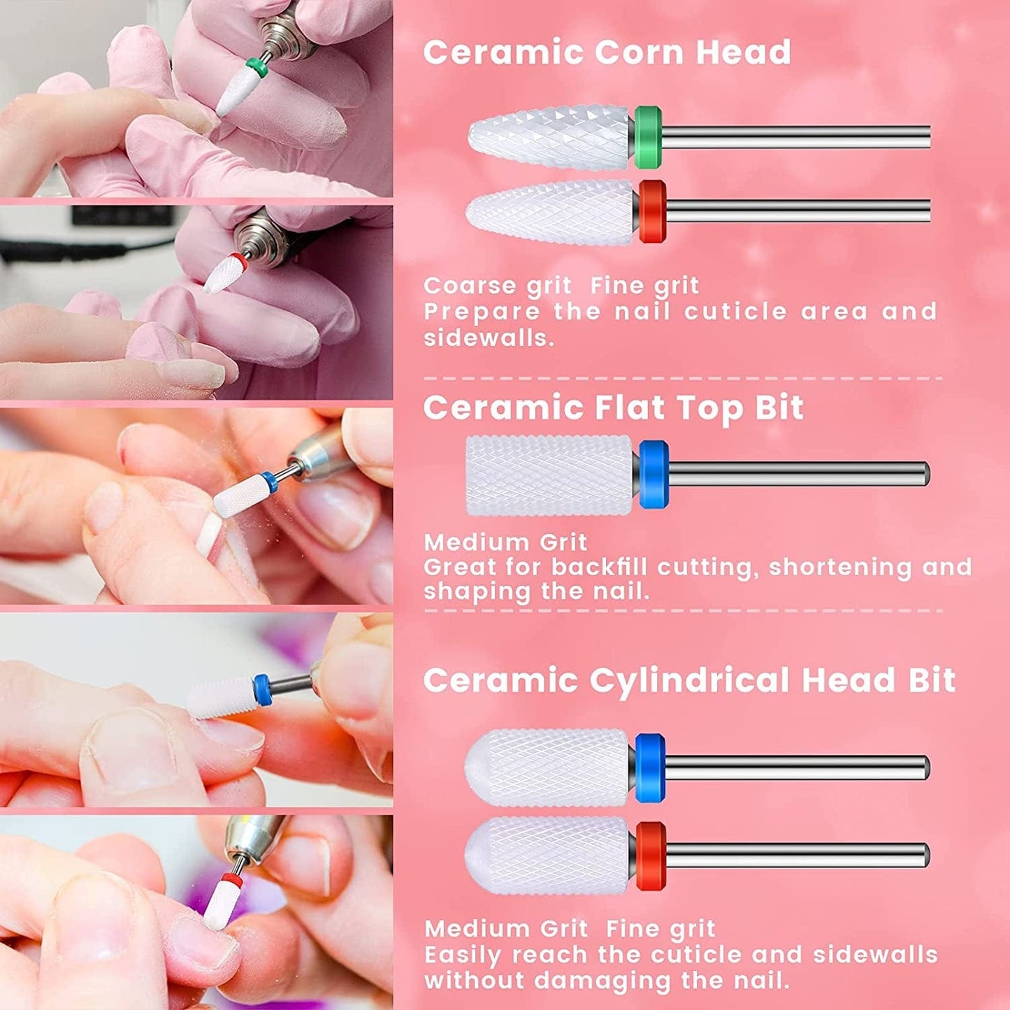 30 Pieces Nail Drill Bits Set 3/32 Inch Ceramic Efile Nail Drill Bits Diamond Cuticle Electric Nail File Carbide Cuticle Remover Bits for Home Salon Acrylic Gel Nail Manicure Pedicure Tools Health & Beauty > Personal Care > Cosmetics > Cosmetic Tools > Nail Tools Honoson