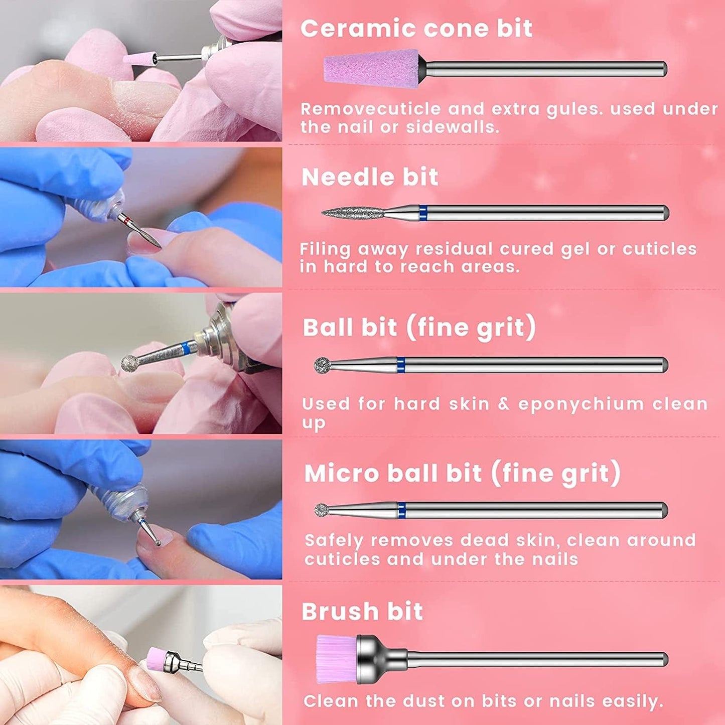 30 Pieces Nail Drill Bits Set 3/32 Inch Ceramic Efile Nail Drill Bits Diamond Cuticle Electric Nail File Carbide Cuticle Remover Bits for Home Salon Acrylic Gel Nail Manicure Pedicure Tools Health & Beauty > Personal Care > Cosmetics > Cosmetic Tools > Nail Tools Honoson
