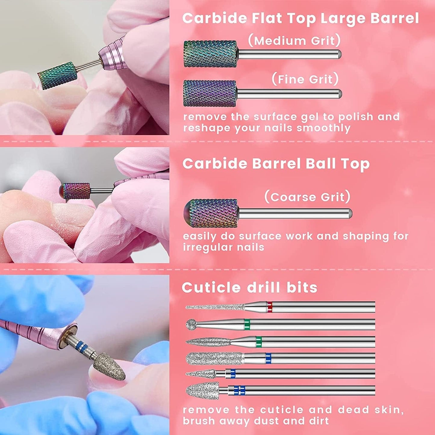 30 Pieces Nail Drill Bits Set 3/32 Inch Ceramic Efile Nail Drill Bits Diamond Cuticle Electric Nail File Carbide Cuticle Remover Bits for Home Salon Acrylic Gel Nail Manicure Pedicure Tools Health & Beauty > Personal Care > Cosmetics > Cosmetic Tools > Nail Tools Honoson