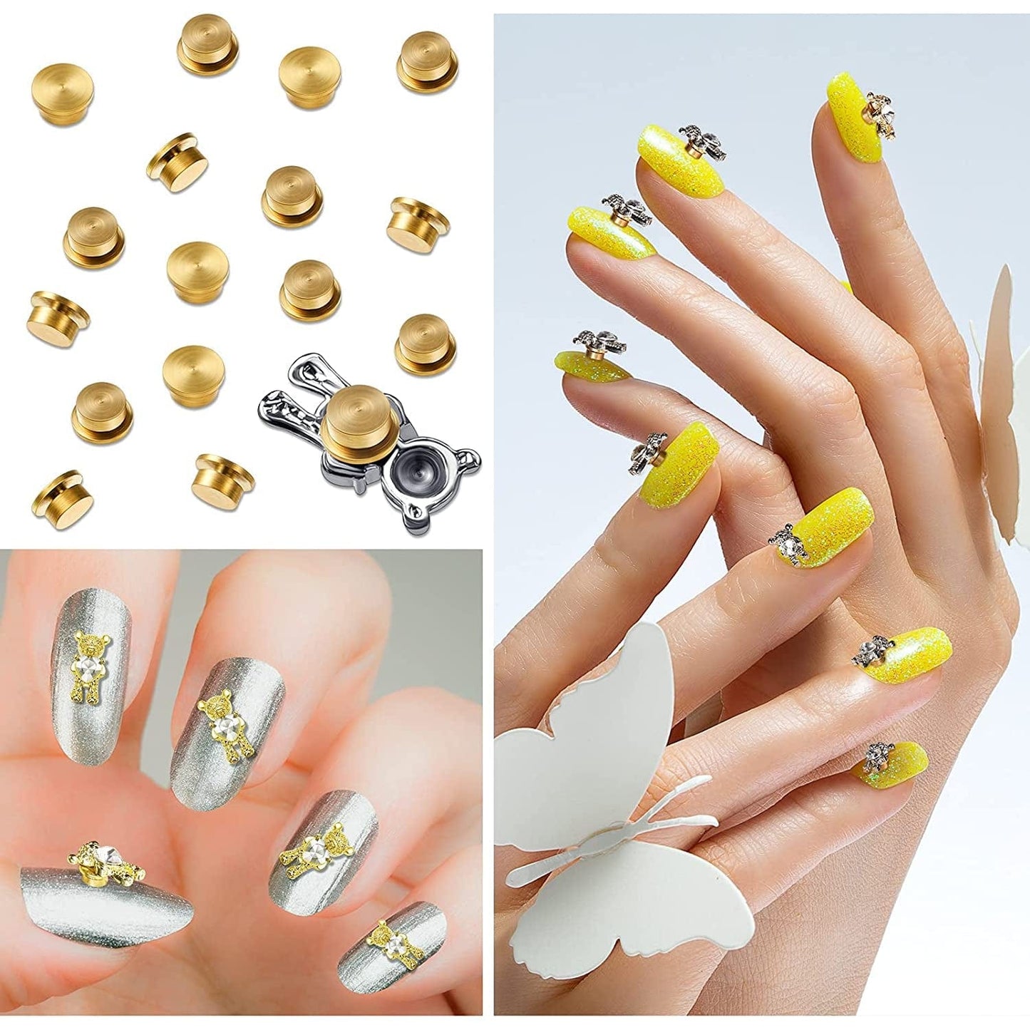 30 Pieces Spinning Nail Charms Nail Art Rotating Charm Rotating Bearing Nail Art Tool Nail Rings Jewelry Rotating Nail Tools 3D Nail Charms for Women Girls Nails Crafting Gold (30 Pieces) Health & Beauty > Personal Care > Cosmetics > Cosmetic Tools > Nail Tools Leelosp